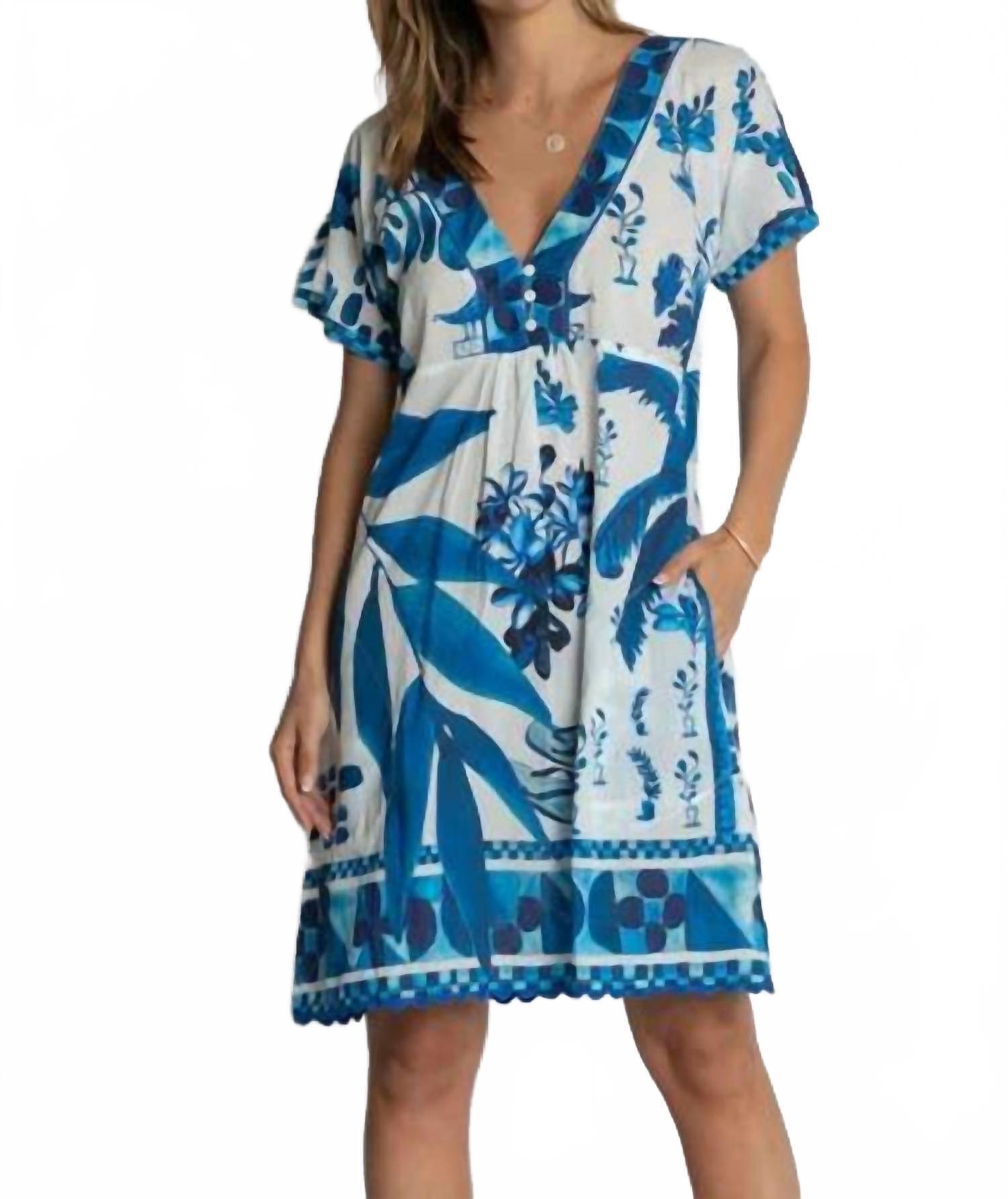New Lulalife Karasi Mini Dress In Blue And White